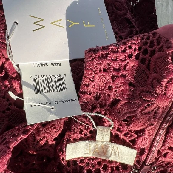 NWT WAYF Randy Floral Lace Embroidered Sleeveless Racerback Mini Dress S - Picture 7 of 10